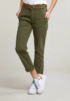 Best River Woods Kaki sportieve broek opgestike zakken riem -