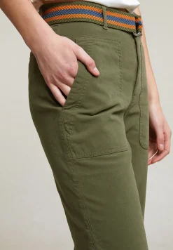Best River Woods Kaki sportieve broek opgestike zakken riem -