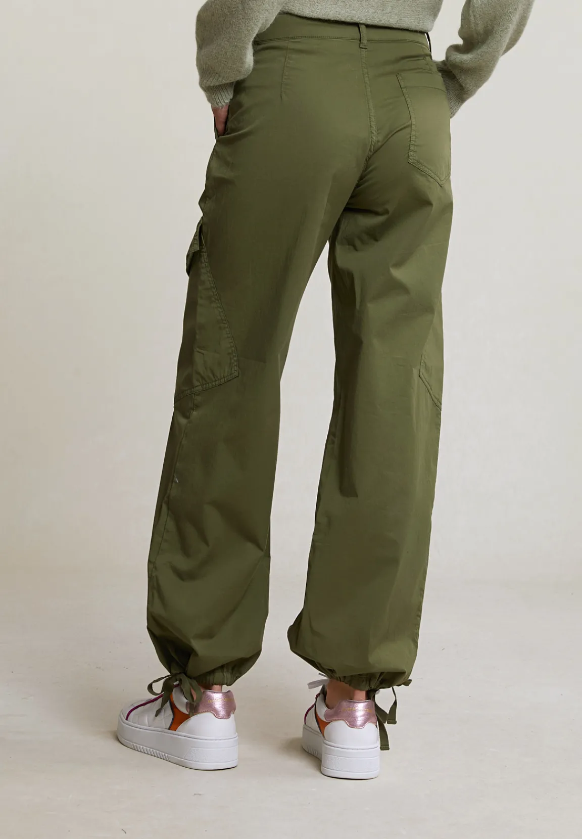Hot River Woods Kaki stretch broek opgestikte zakken -