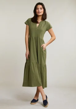 Online River Woods Kaki wijdvallende jerseyjurk korte mouwen -