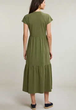 Online River Woods Kaki wijdvallende jerseyjurk korte mouwen -