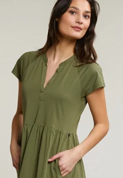 Online River Woods Kaki wijdvallende jerseyjurk korte mouwen -