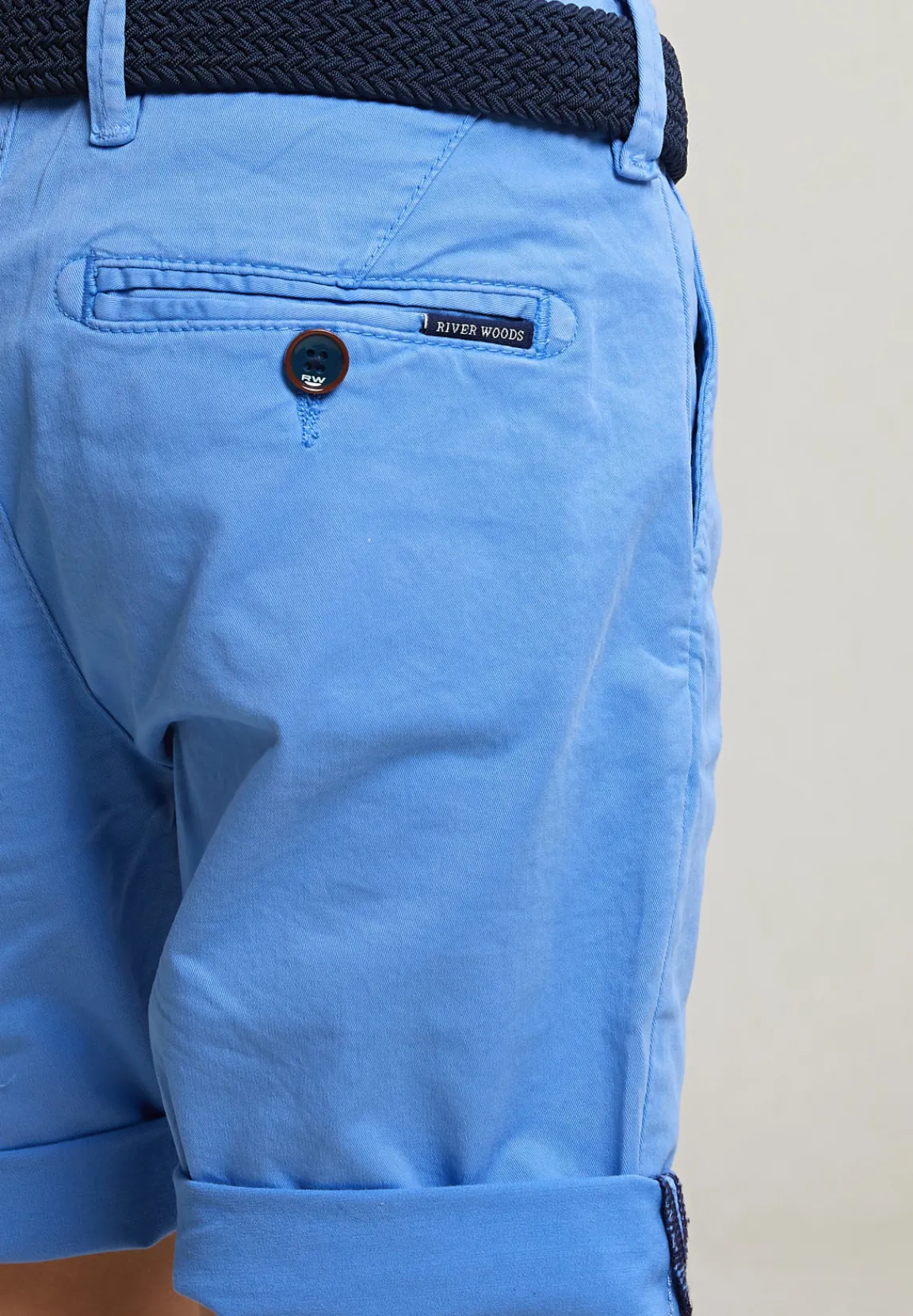 Discount River Woods Katoenen basic chino short stretch faience -