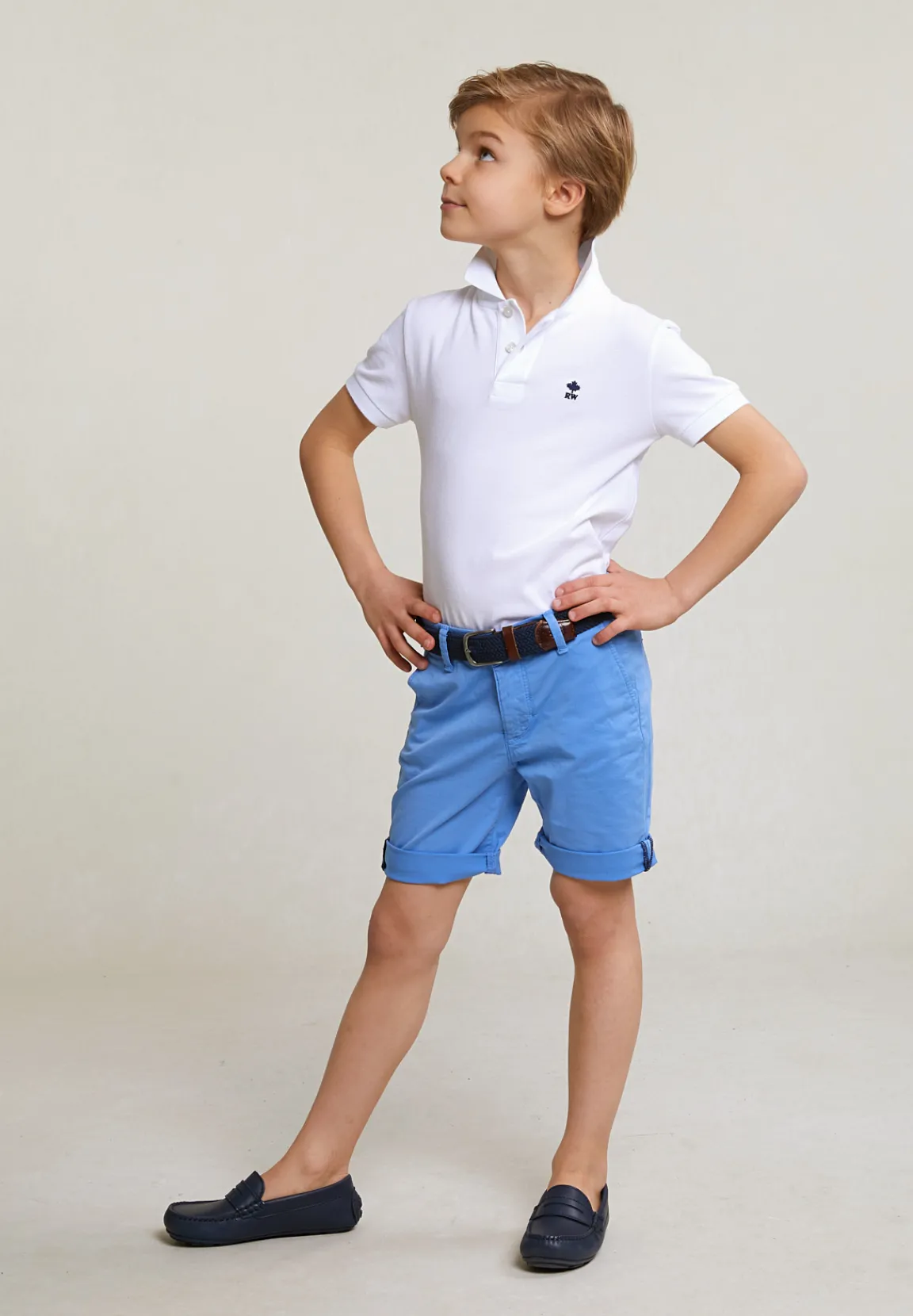 Discount River Woods Katoenen basic chino short stretch faience -