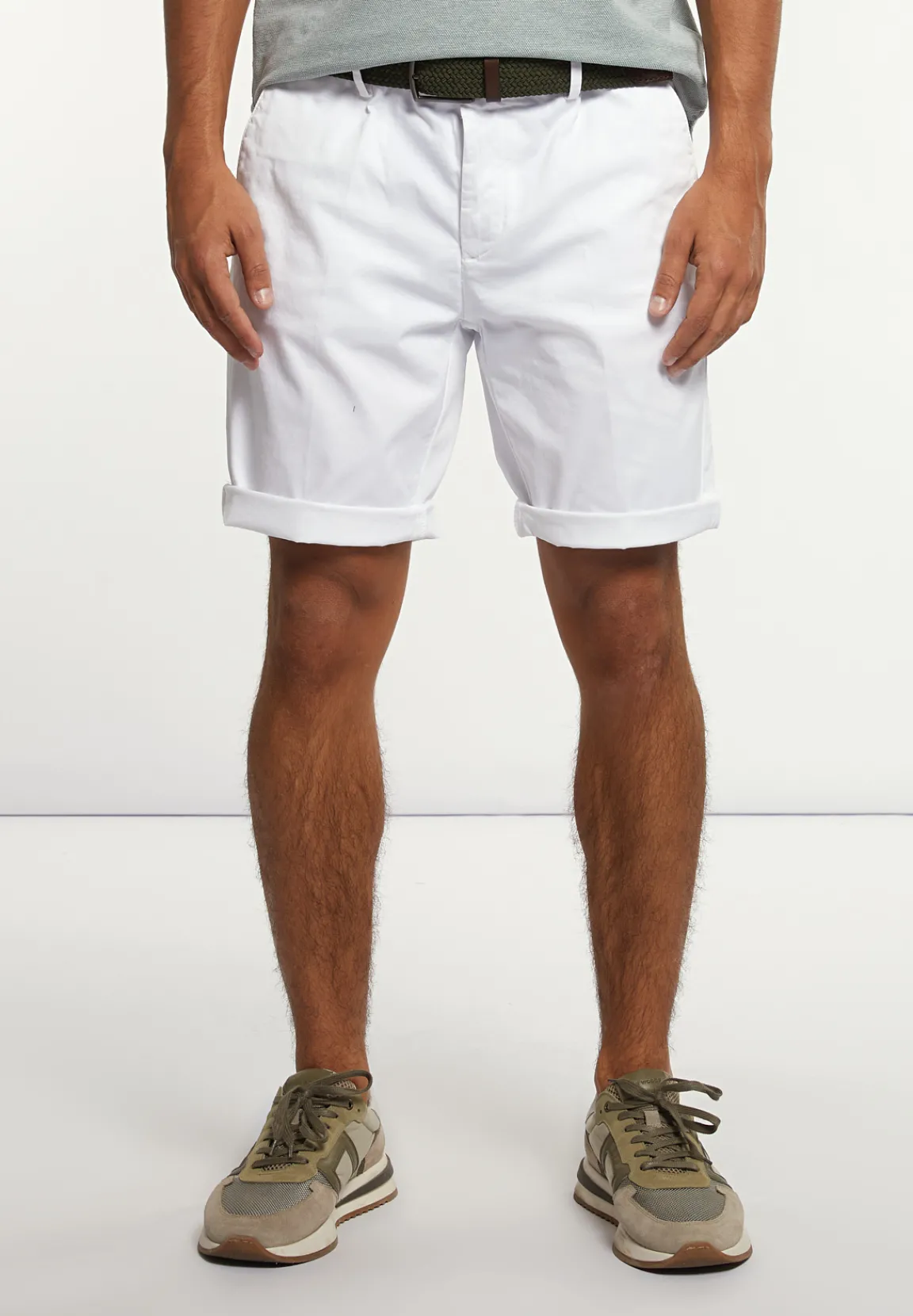 Best River Woods Katoenen basic stretch chinoshort wit -
