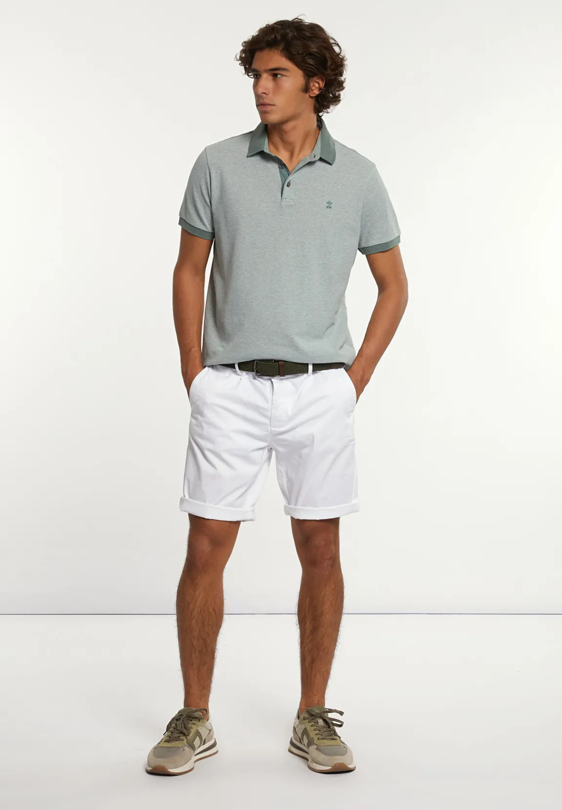Best River Woods Katoenen basic stretch chinoshort wit -