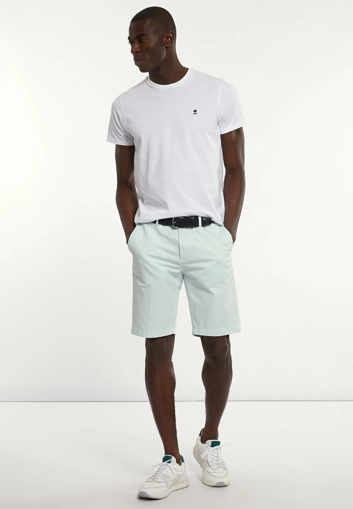 Hot River Woods Katoenen basic stretch chinoshort mintgroen -