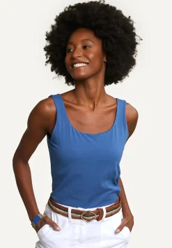 Fashion River Woods Katoenen basic stretch topje blauw -