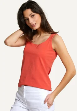 Sale River Woods Katoenen basic stretch topje oranje -