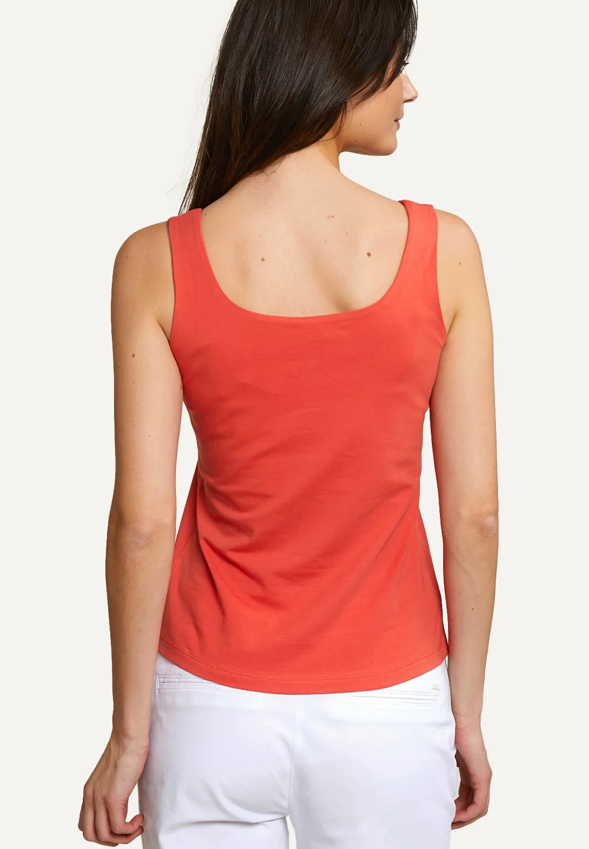 Sale River Woods Katoenen basic stretch topje oranje -