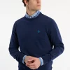 Clearance River Woods Katoenen basic trui ronde hals midnight blue mix -