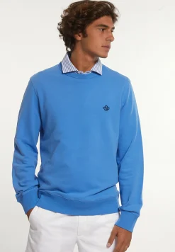 Sale River Woods Katoenen basic trui ronde hals soft azure -