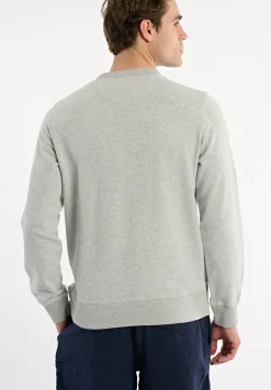 Discount River Woods Katoenen basic trui ronde hals pearl grey mix -