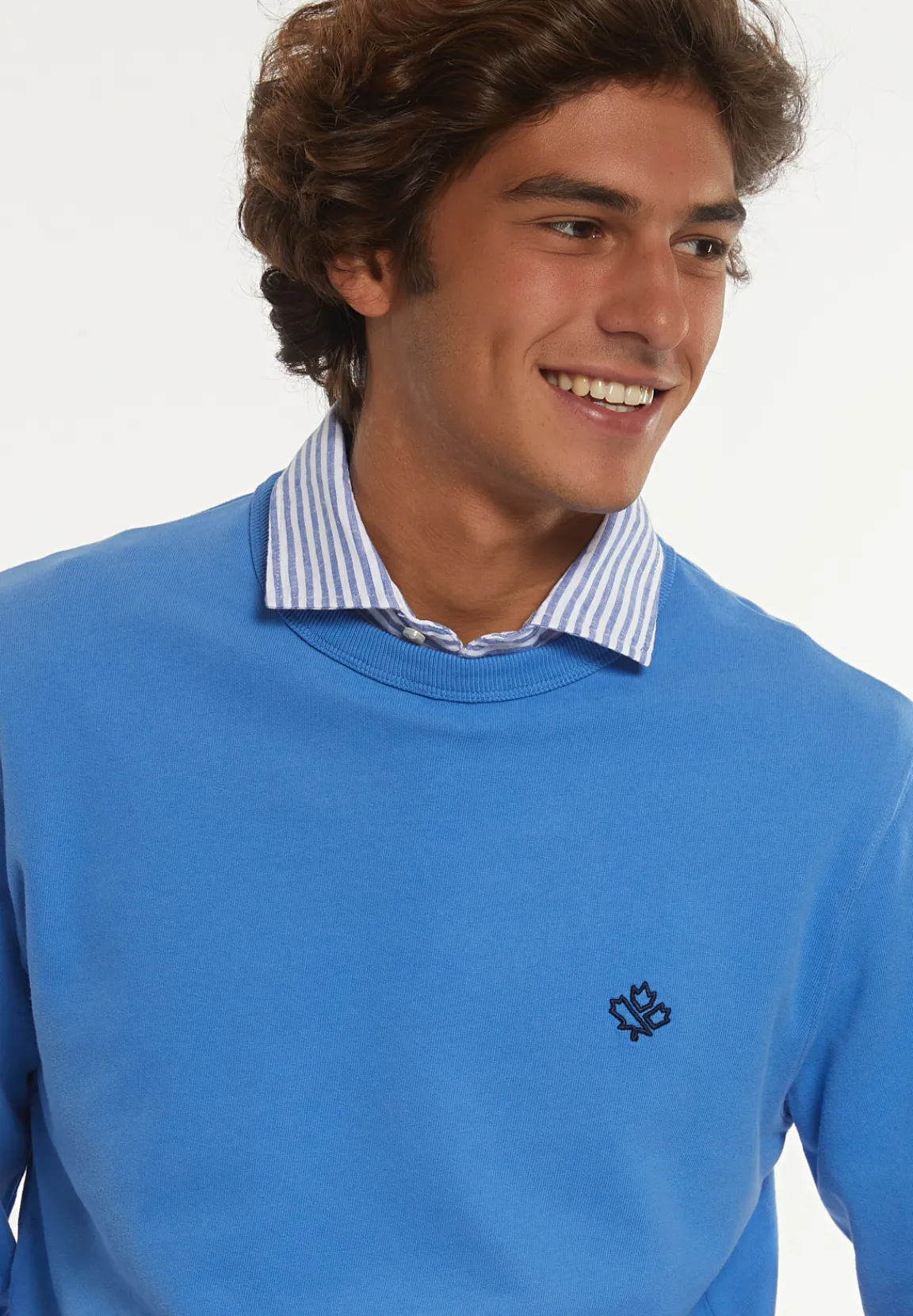 Sale River Woods Katoenen basic trui ronde hals soft azure -