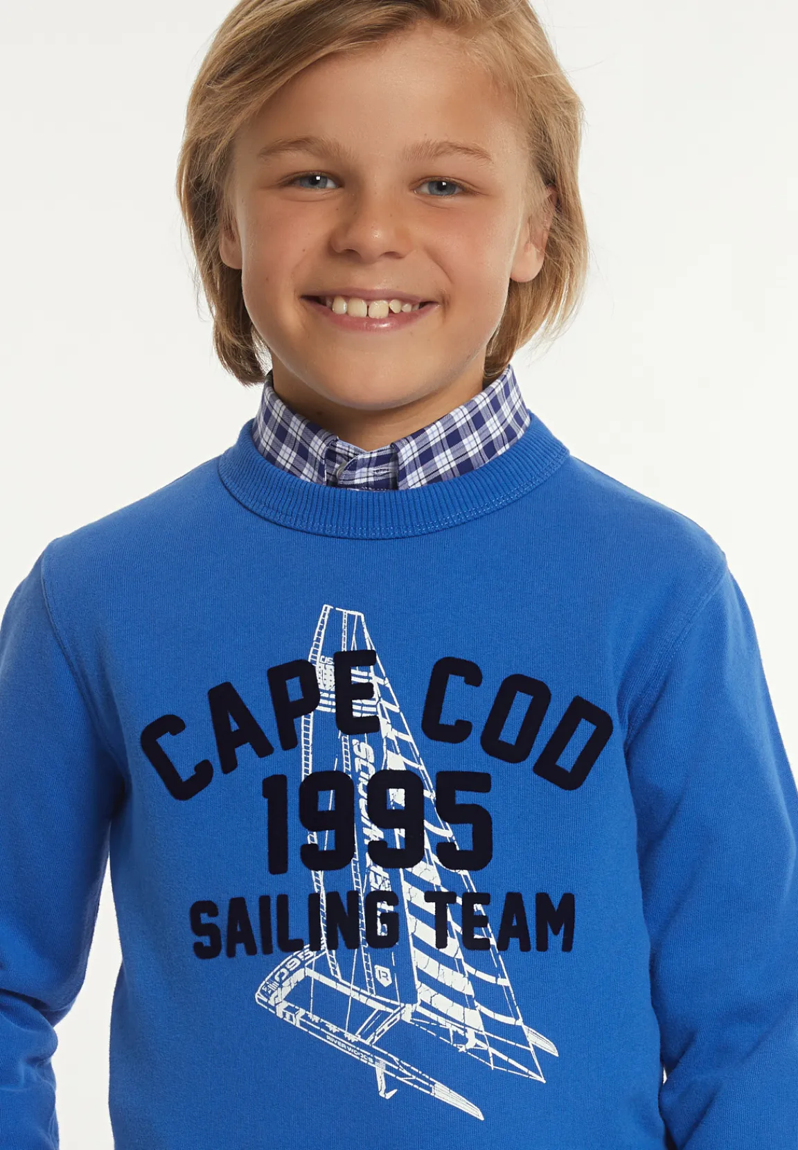 Online River Woods Katoenen basic trui ronde hals cobalt -