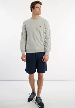 Discount River Woods Katoenen basic trui ronde hals pearl grey mix -