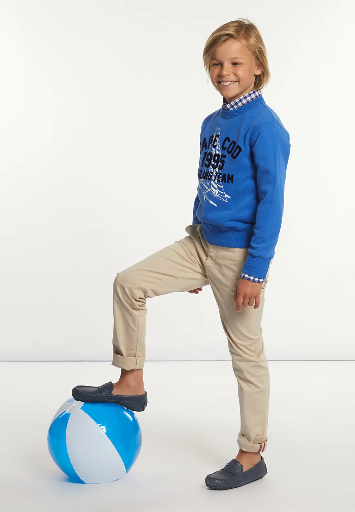Online River Woods Katoenen basic trui ronde hals cobalt -