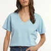 Hot River Woods Katoenen basic V-hals T-shirt blauw -