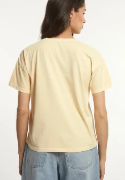 Discount River Woods Katoenen basic wijde V-hals T-shirt geel -