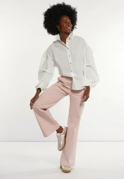 Fashion River Woods Katoenen blouse gepofte mouwen écru -