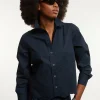 Hot River Woods Katoenen boxy geborduurde blouse navy -