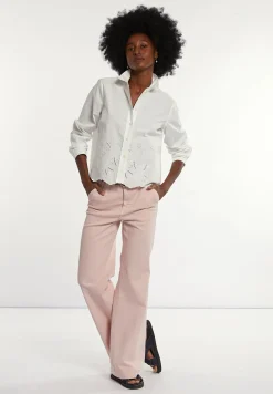 Discount River Woods Katoenen boxy geborduurde blouse écru -