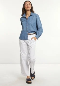 Outlet River Woods Katoenen denim blouse lange mouwen blauw -