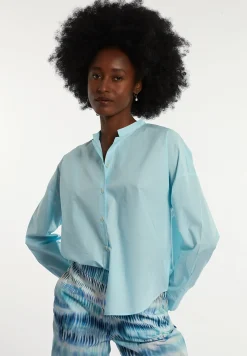 Discount River Woods Katoenen effen blouse lange mouwen blauw -
