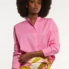Sale River Woods Katoenen effen blouse lange mouwen roze -