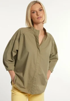 Outlet River Woods Katoenen effen oversized V-hals blouse groen -