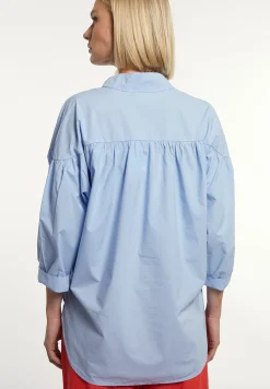 Online River Woods Katoenen effen oversized V-hals blouse blauw -