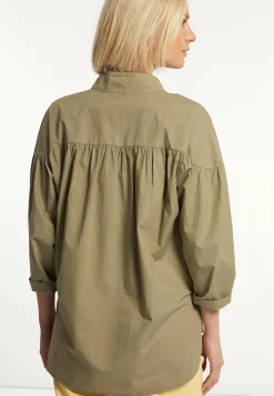 Outlet River Woods Katoenen effen oversized V-hals blouse groen -
