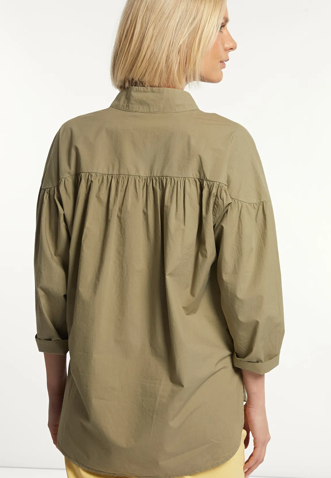 Outlet River Woods Katoenen effen oversized V-hals blouse groen -