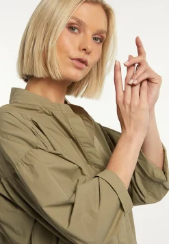 Outlet River Woods Katoenen effen oversized V-hals blouse groen -