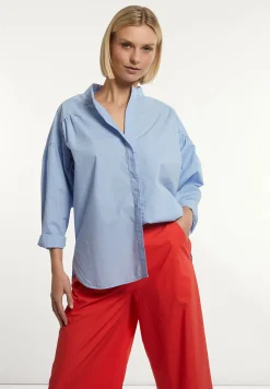 Online River Woods Katoenen effen oversized V-hals blouse blauw -