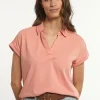 New River Woods Katoenen effen polo T-shirt korte mouwen oranje -