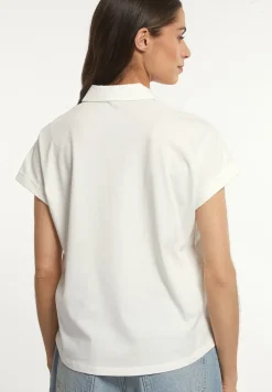Best River Woods Katoenen effen polo T-shirt korte mouwen écru -