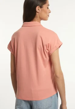 New River Woods Katoenen effen polo T-shirt korte mouwen oranje -
