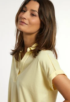 Online River Woods Katoenen effen polo T-shirt korte mouwen geel -