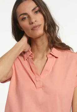 New River Woods Katoenen effen polo T-shirt korte mouwen oranje -