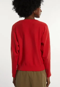 New River Woods Katoenen effen trui ronde hals lange mouwen rood -
