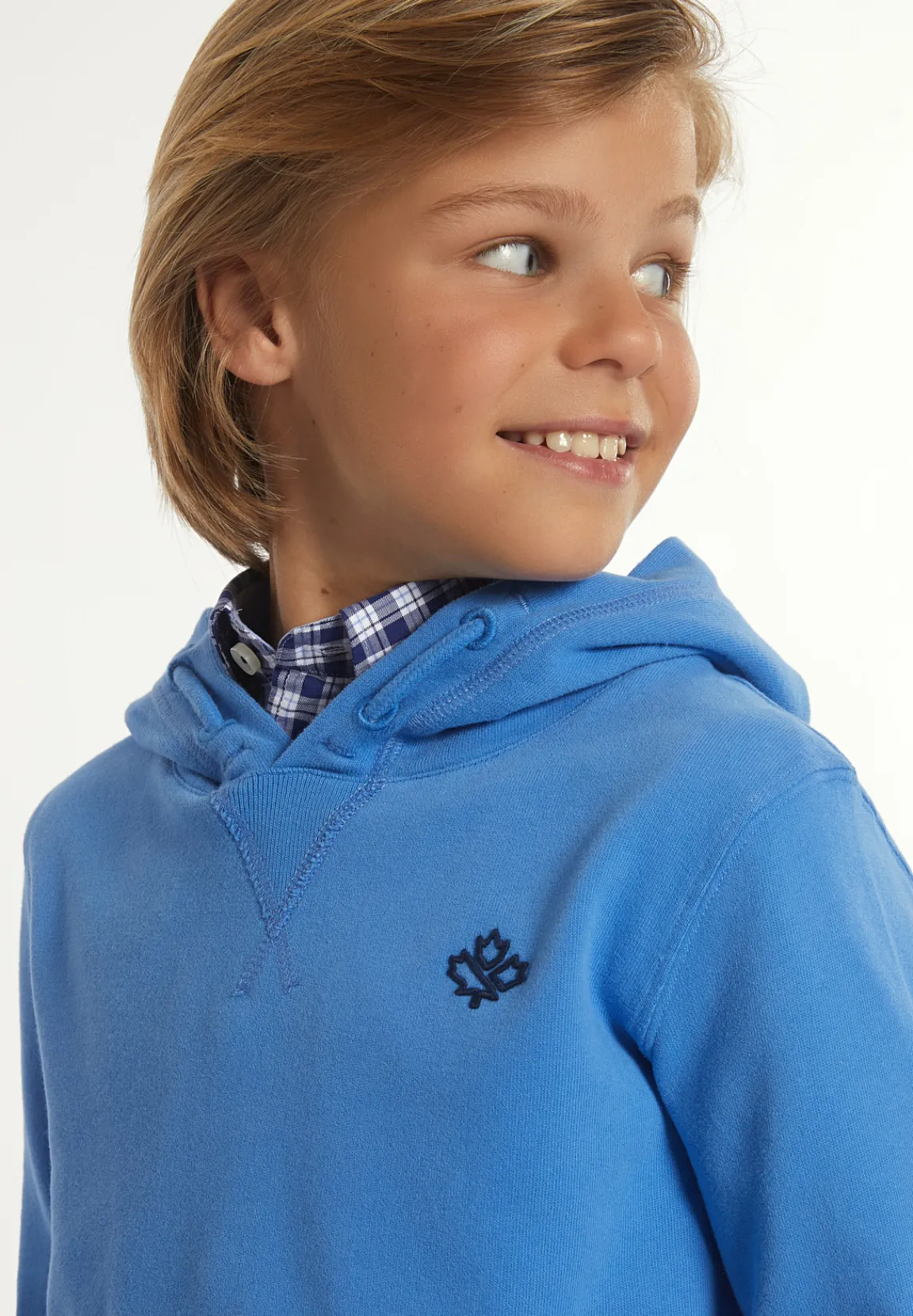 Outlet River Woods Katoenen fancy kaptrui soft azure -