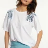Best River Woods Katoenen fantasie T-shirt ronde hals korte mouwen écru -
