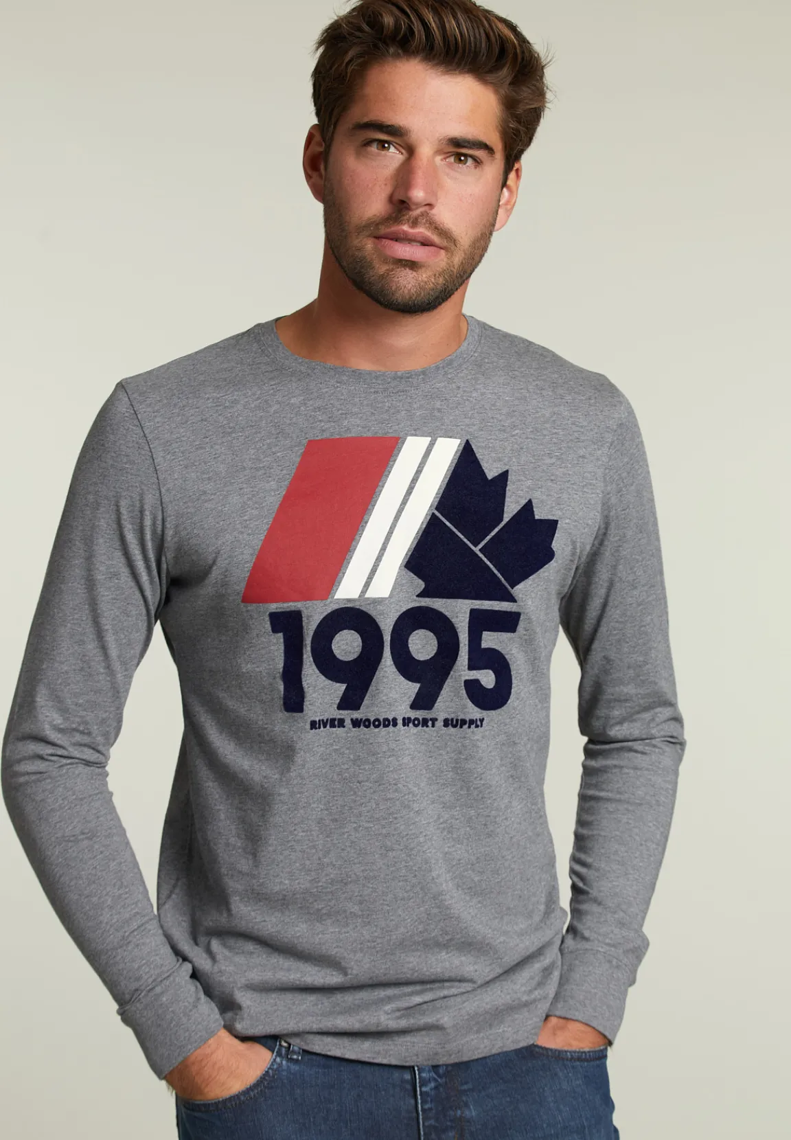 Outlet River Woods Katoenen fantasie T-shirt oxford mix -