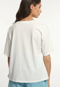 Online River Woods Katoenen fantasie T-shirt ronde hals korte mouwen écru -