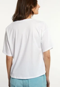 Best River Woods Katoenen fantasie T-shirt ronde hals korte mouwen écru -