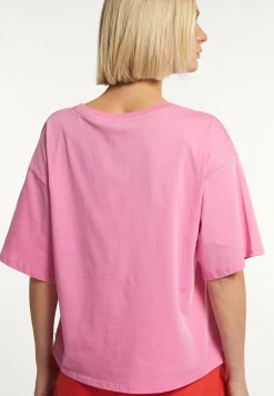 Discount River Woods Katoenen fantasie T-shirt ronde hals korte mouwen roze -