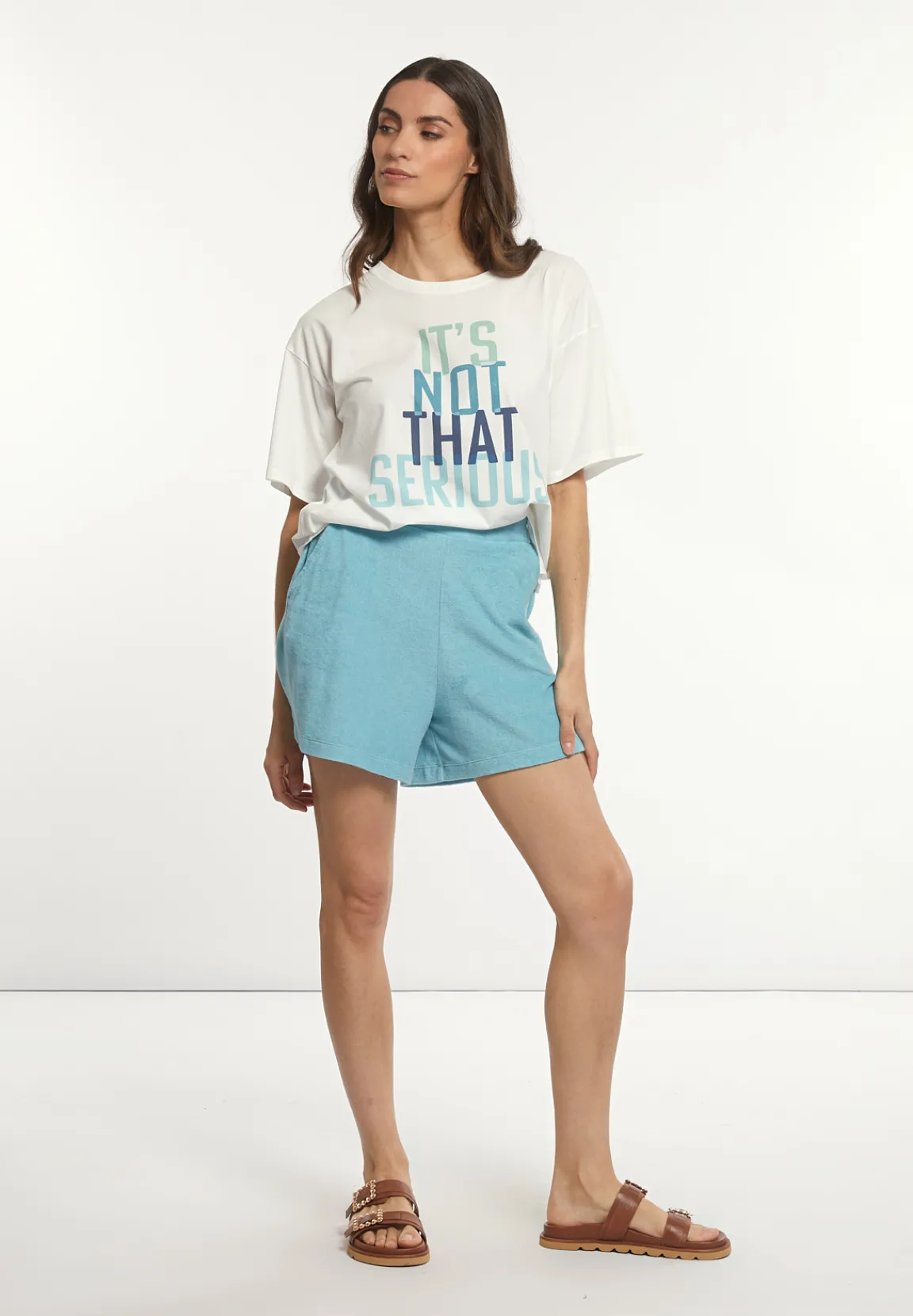 Online River Woods Katoenen fantasie T-shirt ronde hals korte mouwen écru -