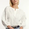 Online River Woods Katoenen geborduurde V-hals blouse écru -