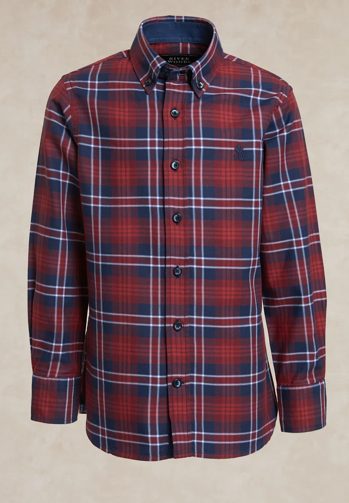 Online River Woods Katoenen geruit hemd blauw/rood -